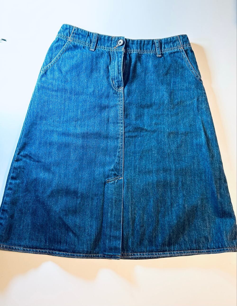 BODEN
Jean skirt size 10 A line dark wash denim